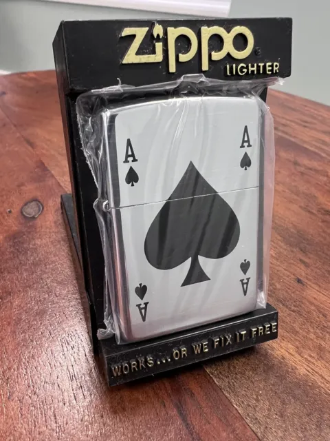 Zippo Windproof Collectible Lighter HP Chrome ACE OF SPADES 1993 NEW RARE