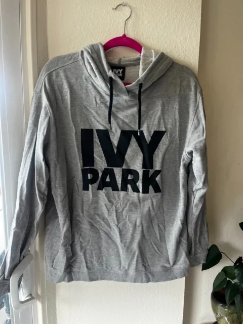 Ivy Park Hoodie Gray Sweater Logo Long Sleeve Hooded Sweatshirt Women's Size M