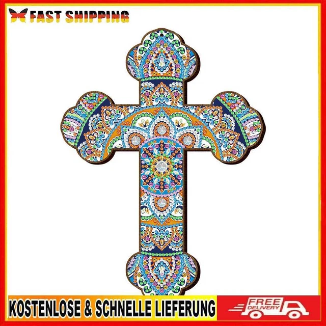 popyes Kreuz aus Holz, zum Aufh?gen, Basteln, Diamantmalerei, Kreuz, Mosaik, Dek