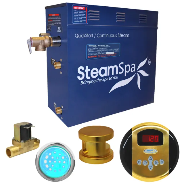 Generador de baño de vapor SteamSpa IN900-A Indulgence 9 KW QuickStart - dorado