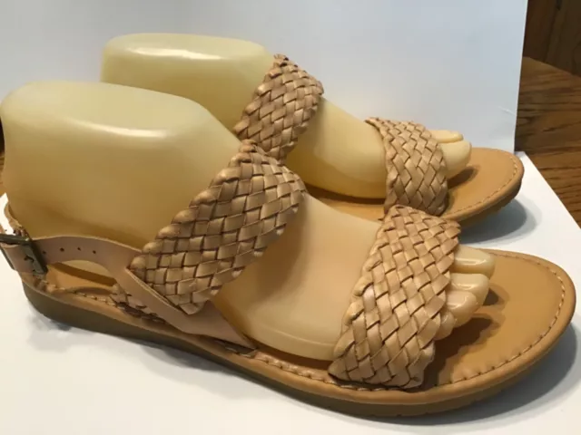Kork-Ease Korks Womens 8M Sandals Tan Braided Straps Vegan Flat Shoes EUC