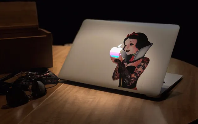 SW004 Tattoo Snow White Eating Apple Macbook Decal fits 11 inch