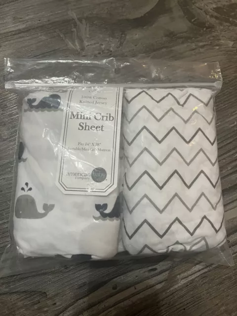 2 American Baby Co Jersey Knit Fitted Portable/Mini Crib Sheet 24"x38"