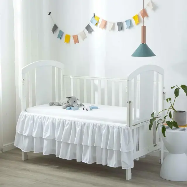 CRIB SKIRT Bed Dust Ruffle Double Layer Nursery for Baby Toddler Girls Boys