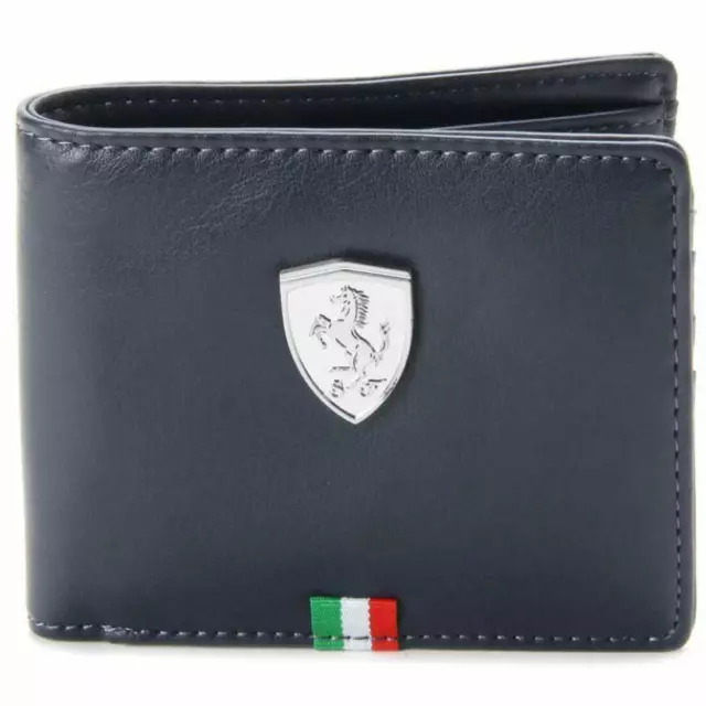 Cartera plegable para hombre de cuero genuino auténtico Puma Ferrari negro...