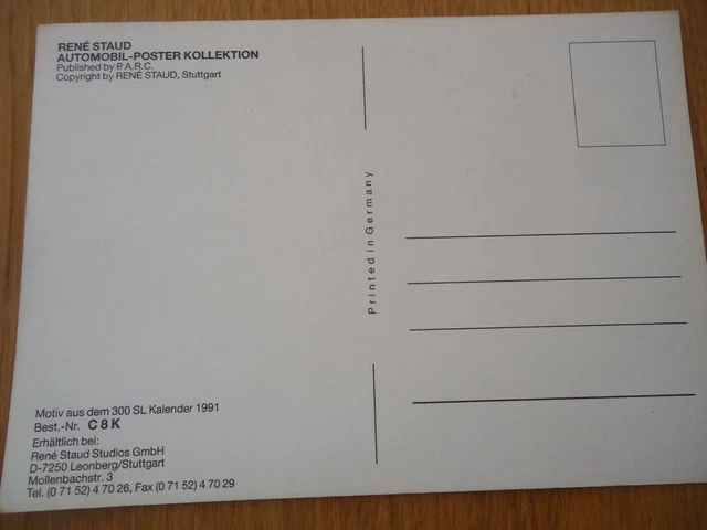 A Encadrer Carte Postale N° 15X10 Rene Staud P.a.r.c Mercedes 300 Sl  Automobile 2