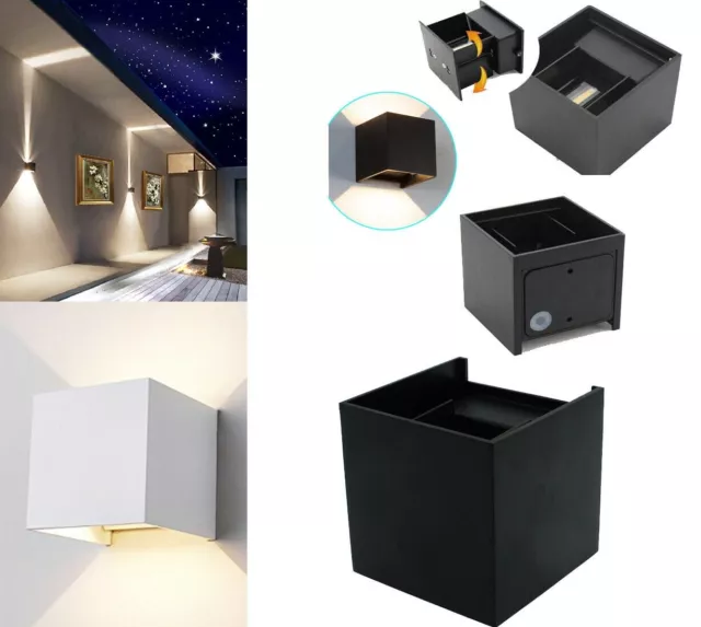 Cubo Applique Led 6W Faro Faretto Lampada A Parete Muro Doppia Luce Ip65 Moderno