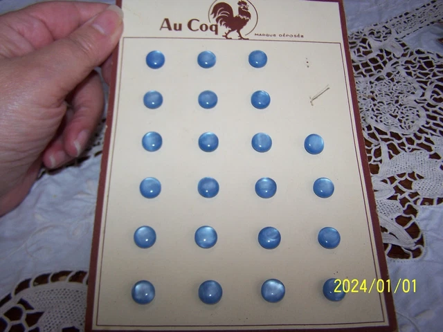 Bouton Ancien En Galalithe Bleu - Mercerie Vintage - Référence (2395) - Occasion