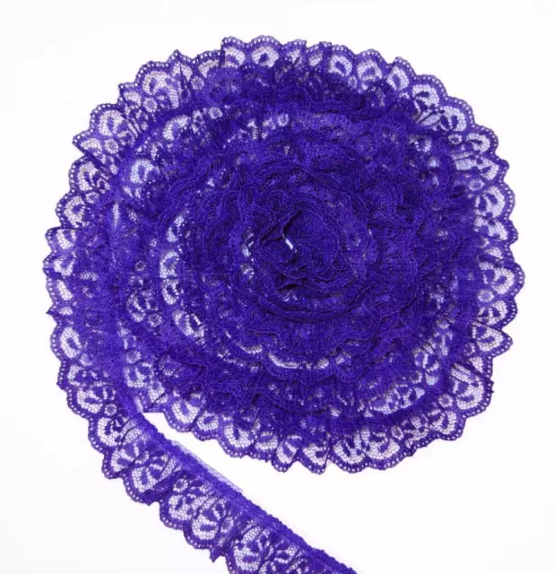 Borde de encaje de candelabro con volantes púrpura ~ 1/4 de pulgada de ancho ~ 8 1/2 yardas