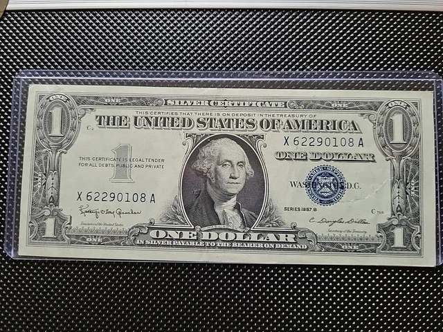 1957 One Dollar Blue Seal Series B Note Silver Certificate RARE Serial Number