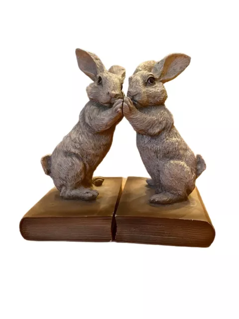 Vintage CHRISDON Bunny Rabbit Bookend Set Brown Nursery Decor Expo Bookends