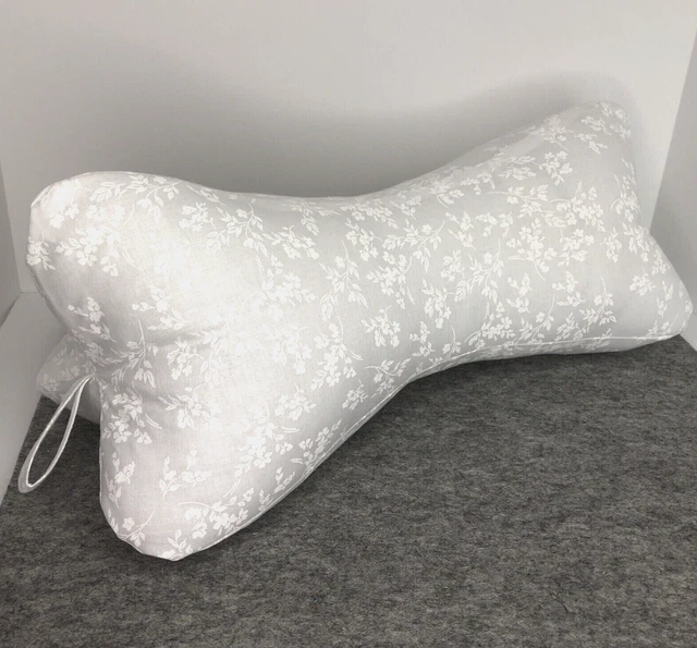 White Floral Flowers Dog Bone 3 Sided Neck Pillow Cotton Zippered Adjustable