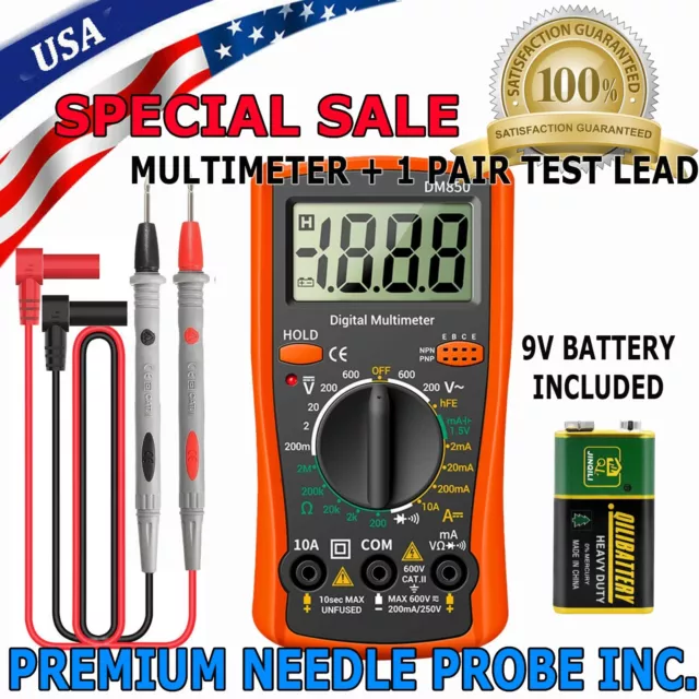 Digital Multimeter AC DC Voltmeter Ammeter Ohmmeter Volt Tester Meter DM850