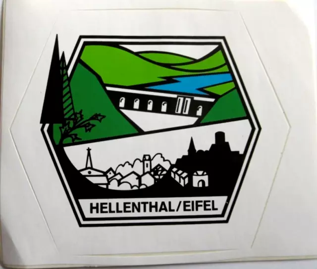 Souvenir-Aufkleber Hellenthal Eifel Oleftalsperre Wildgehege Euskirchen NRW 80er