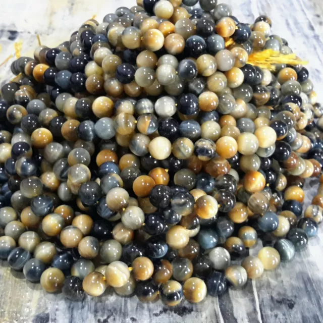 Natural Grey Gold Tiger Eye  10mm  Approx 40 pce Strand. Free postage. Oz Seller