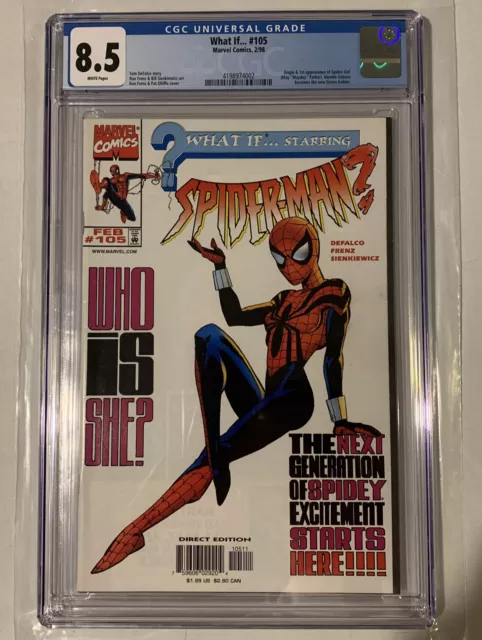 WHAT IF... #105 {CGC 8.5 VF+} White pgs 2/98 Origin & 1st App of SpiderGirl RARE