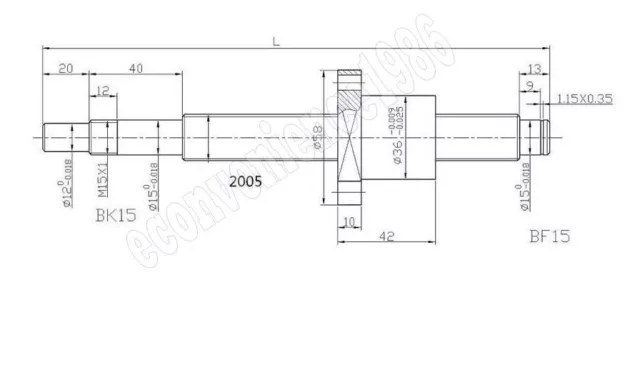 3 x Antibacklash SFE2020--1500 mm Ballscrew & nut with standard Machine end 3