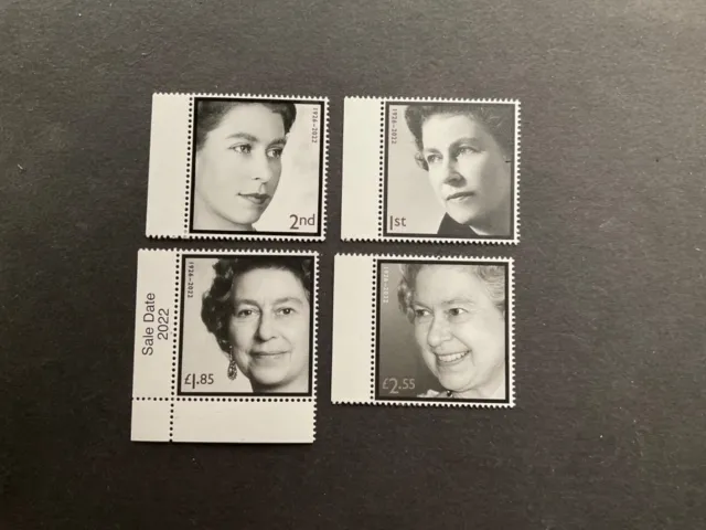 Gb Stamps 2022 In Memoriam Queen Elizabeth Ii Set Of 4 Mnh Mint Marginals