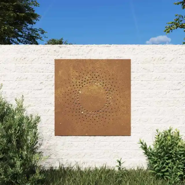 Garden Wall Decoration 55x55 cm Corten Steel Sun Design