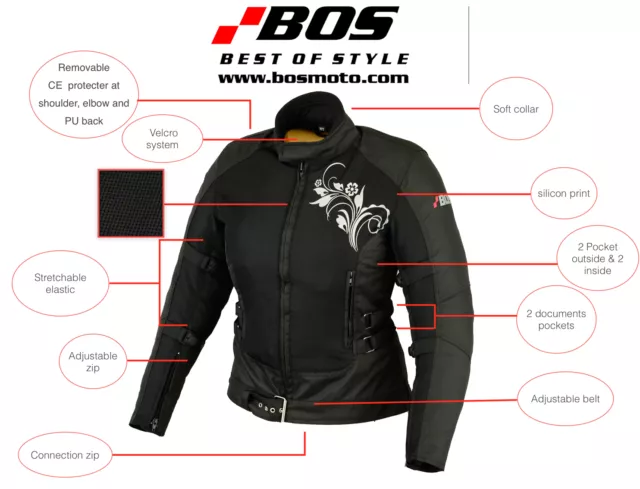 Damen Motorradkombi , Textil Demen Jacke +Hose Mit Protektoren, Scooter Kombi 3