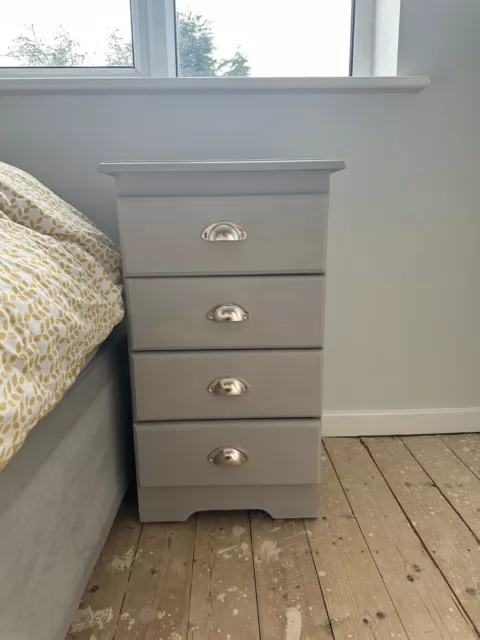 Bedside Cabinet - Grey x4 Drawers-upcycled