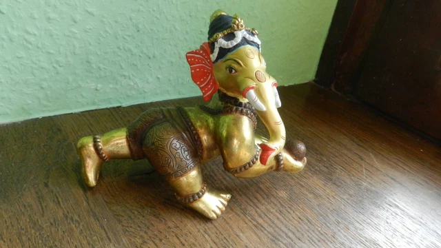 Alte Bronze Elefant bemalt Asien