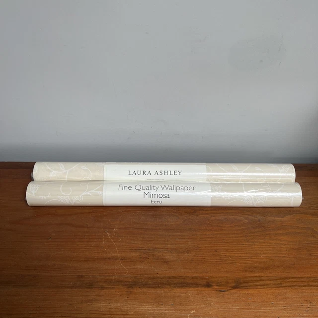 2 x Rolls Of Laura Ashley Wallpaper ~ Mimosa ~  Ecru ~ Batch No W065658-A/2