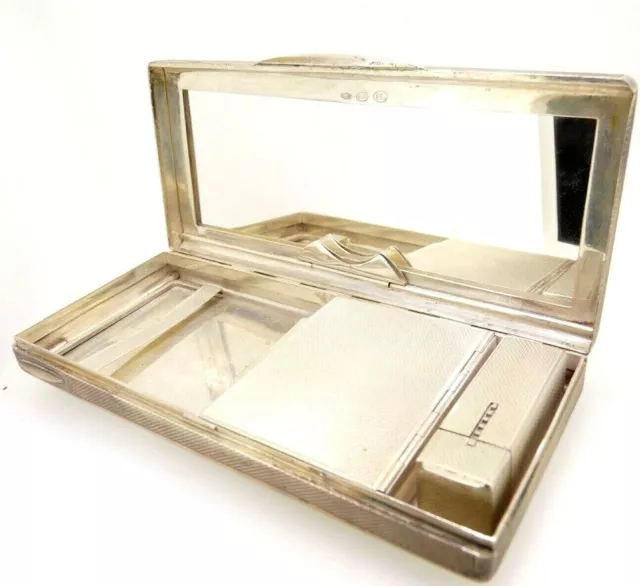 Set Da Trucco Antico Anni '40 In Argento Massiccio 800 Made In Italy