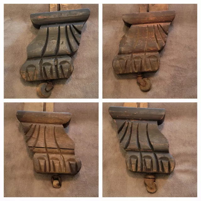 Antique Architectural Salvage Hand Carved Wood Block Furniture Legs