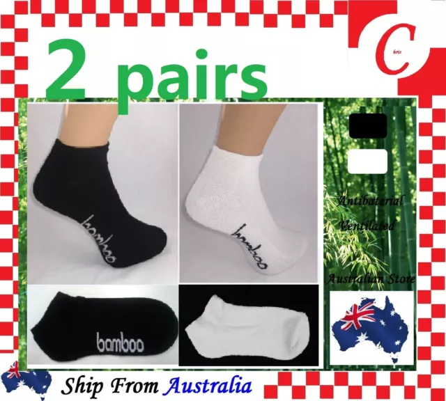 2Pairs Mens Men Bamboo Low Cut Sport Ankle Cushion SOCKS Odor Resistant Healthy