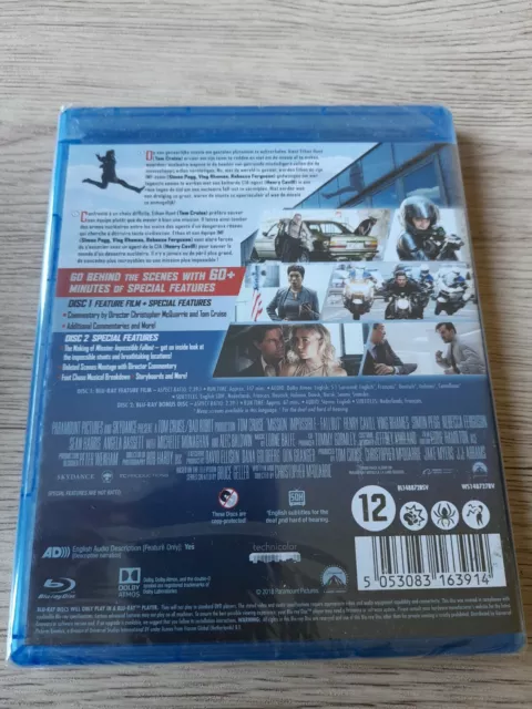 MISSION IMPOSSIBLE FALLOUT ( Blu Ray + Blu Ray bonus ) NEUF SOUS BLISTER 2