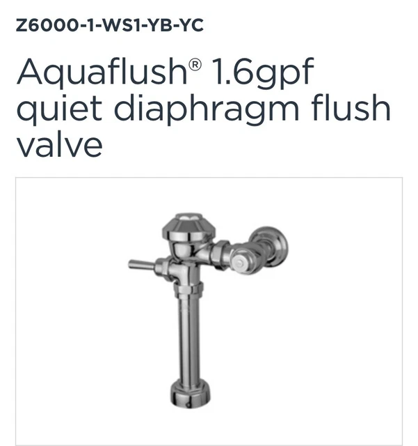 Zurn AquaFlush Exposed Closet Flush Valve - 1.6 Gal (Z6000-WS1-YB-YC)