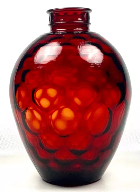 Vintage Wheaton Honeycomb Ruby Red Decanter Bottle Art Glass - missing stopper