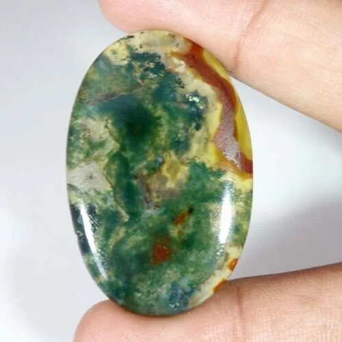 51.65 Cts, Top Quality Natural Red Garden Moss Opal Agate Oval Cabochon Gemstone