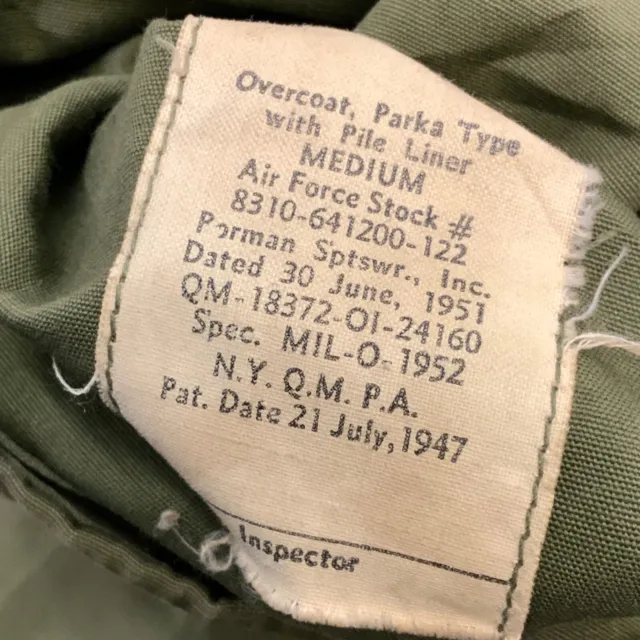 Vintage Us Military Pile Lined Overcoat Parka Jacket Medium Green 1952 3