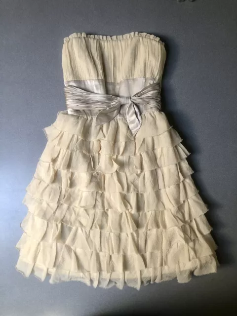 Betsey Johnson Tiered Chiffon Corset Ruffle Ivory Party Mini Dress Size XS Mint