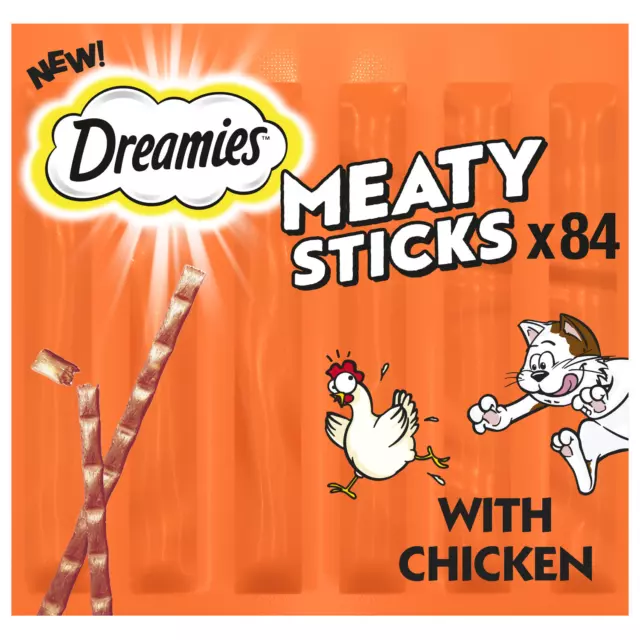 84 Dreamies Meaty Sticks Adult Cat Treats Chicken Cat Sticks 14x30g