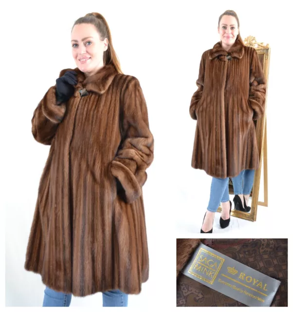 Us4844 Real Female Mink Fur Coat Demi Buff Ranch Saga Mink Size 3Xl -Nerzmantel