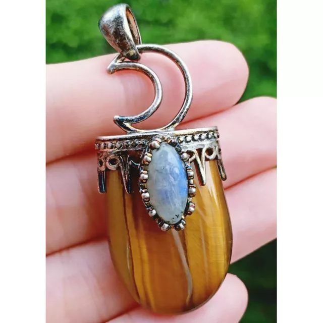 Amulette de guérison Reiki énergie pendentif pierre de Labradorite oeil de tigre