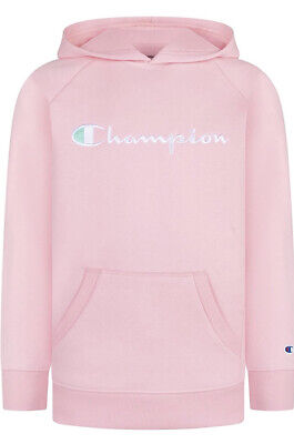 Champion Girl's Fleece Hoodie Pullover Hooded Sweatshirt Script Logo Pink Candy