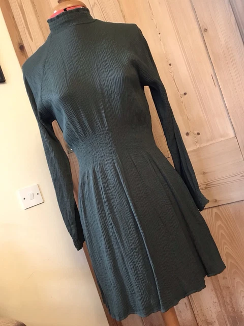 ZARA OLIVE GREEN Draped Mini Dress With An Asymmetric Neckline Size L Bnwt  30.00 - PicClick UK