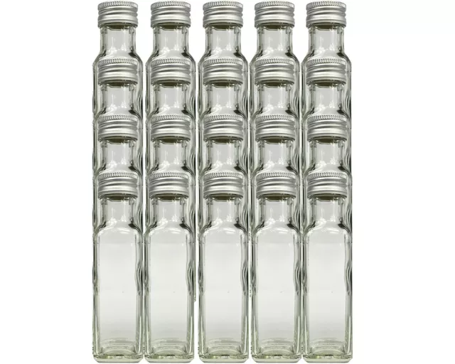 100 Maraska 100 ml leere Glasflaschen Maraska Likörflaschen Flasche Eckig Silber