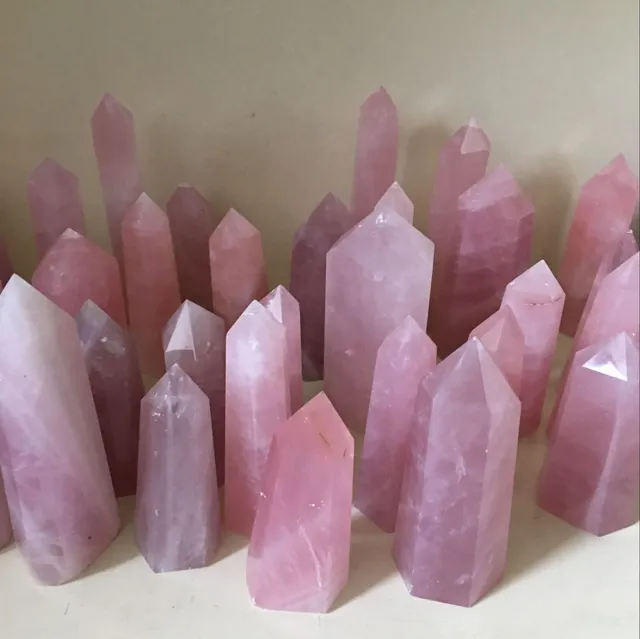 10PACK 40-50mm Natural Rose Quartz Crystal Point Healing Stone Obelisk Wand Pink