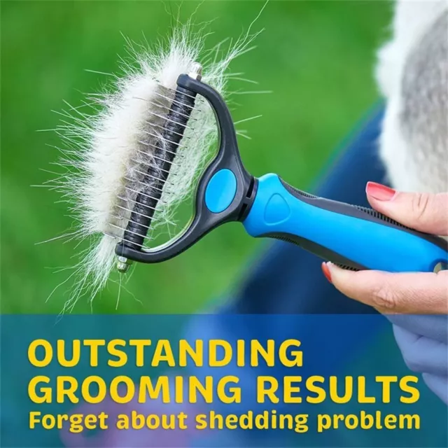 Pet Shedding Brush Grooming 2 Sided Undercoat Dog Cat Comb Tool Pets NEW 2