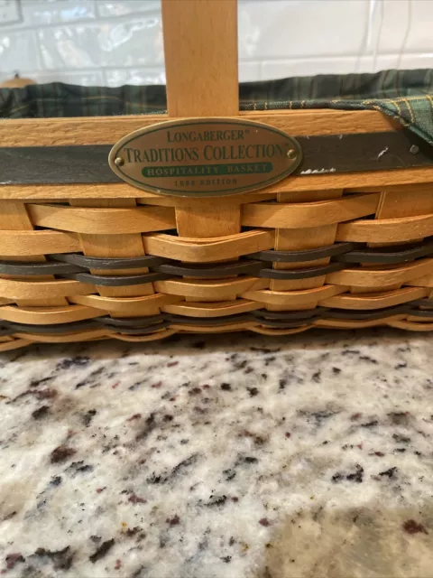 LONGABERGER 1998 Hospitality Basket with Liner & Protector Traditions Collection