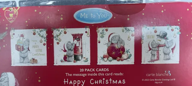 BNIB JOBLOT 20x ME TO YOU TATTY TEDDY BEAR MINI CHRISTMAS CARDS - 4 DESIGNS