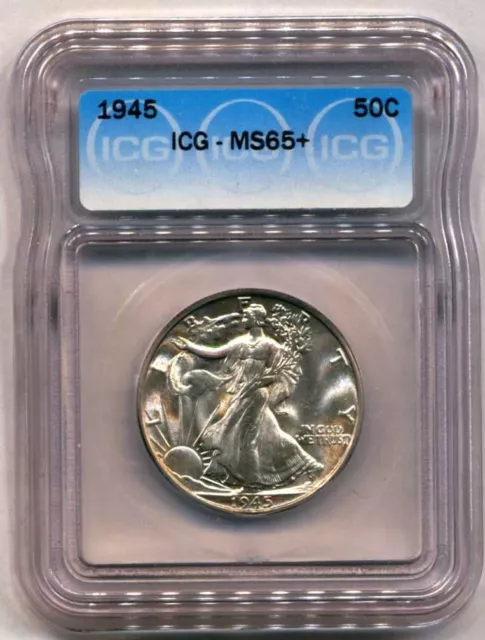 1945-P Silver Walking Liberty Half Dollar Icg Ms65+