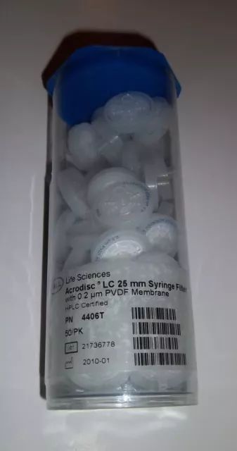 SYRINGE FILTERS, Pall Acrodisc LC 25 mm, 0.2 um, ~45 ct, PVDF, 4406 T 4406T