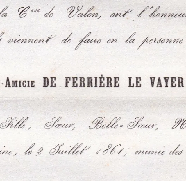 Adèle De Ferrière Le Vayer De Maupeou Parisis-Fontaine 1861