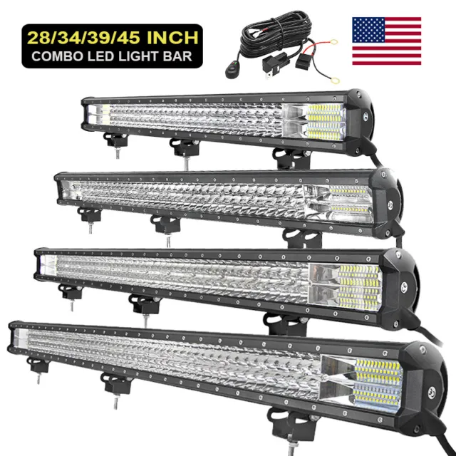 Tri Row LED Work Light Bar 28 39 45 inch Combo 12V Car Driving Lamp Offroad 4x4